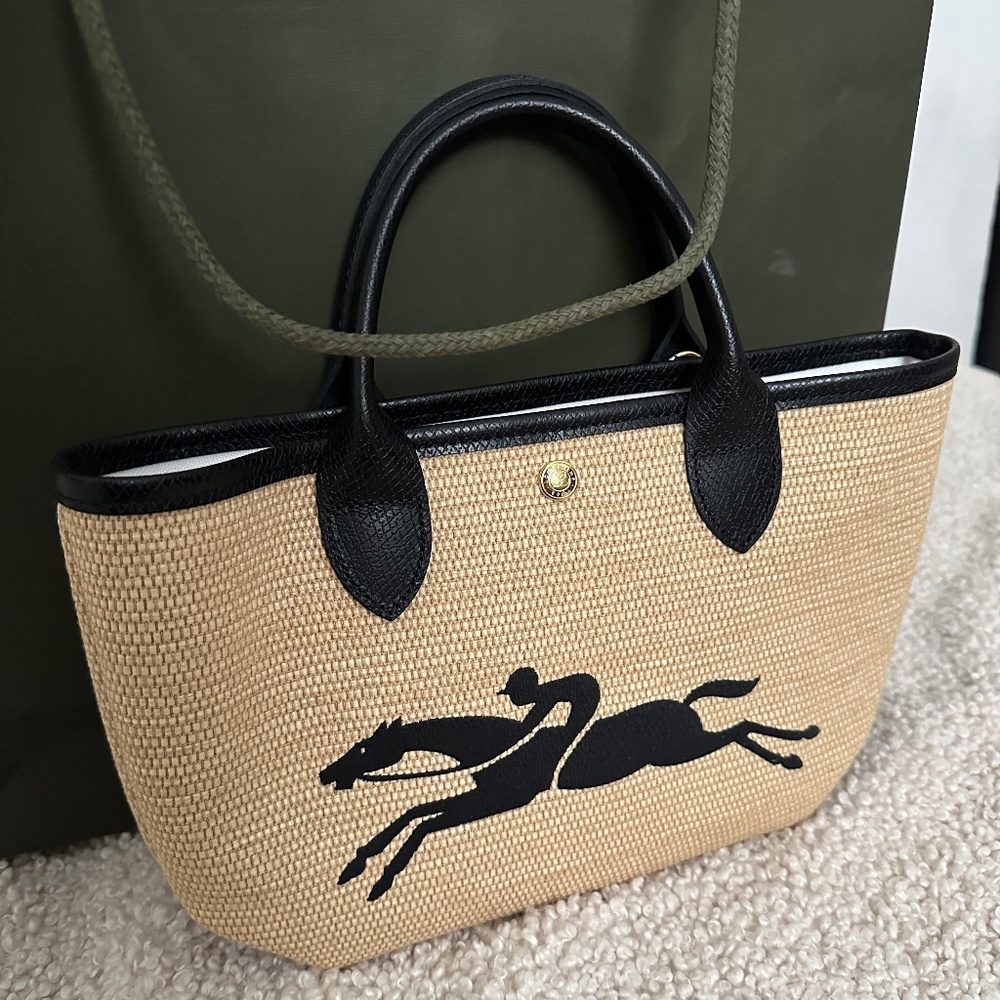 Longchamp Le Panier Pliage Small Top Handle Raffia Tote